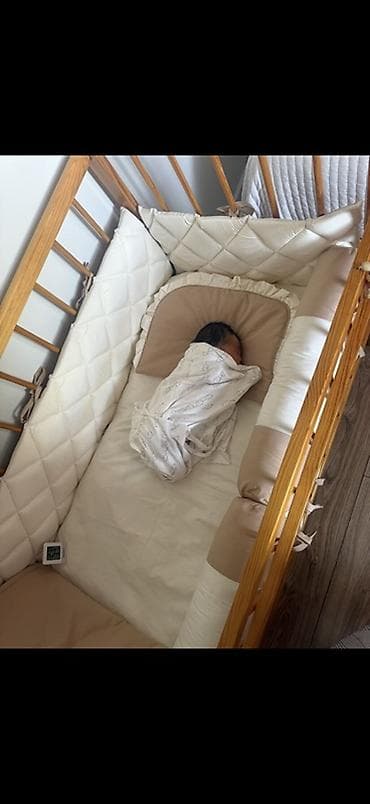 bunk bed: Детская приставная кроватка, С колесиками, цвет - Коричневый — 2