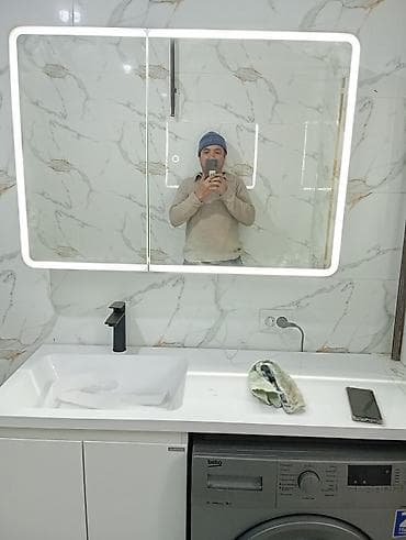 белый мрамор: Отделка ванной комнаты и санузла под ключ - Современный дизайн: стены — 5