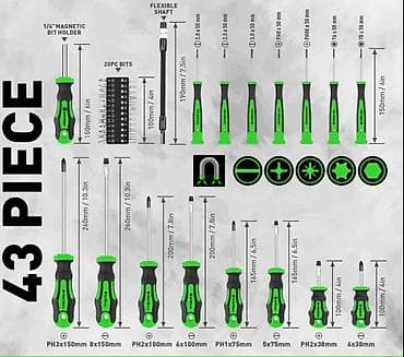 набор ключей 142 предмета: Набор профессиональных отверток из 43 штук с магнитным держателем бит — 6