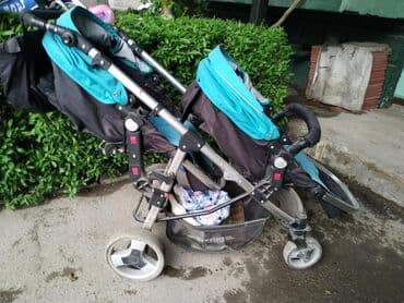 подставка для второго ребенка на коляску: Коляска, цвет - Голубой, Б/у — 2