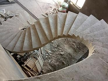 Бетон тепкичи Жеке менчик үй үчүн, Тепкичтин формасы: Бургуланма, Стиль: Модерн