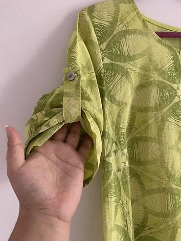 миди платье: Платье миди NEW COLLECTION в зеленых тонах с геометрическим принтом — 2