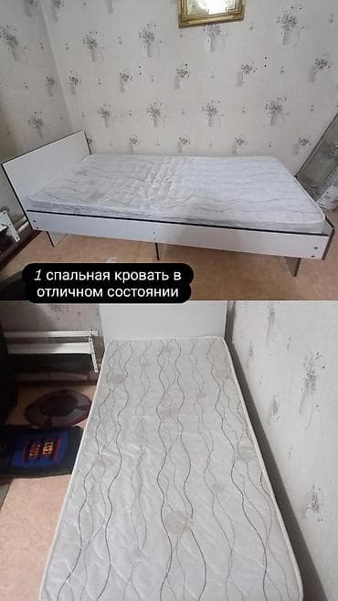 Односпальная кровать с матрасом. - Размер: стандарт для 1-спальной