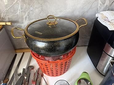 ножи боевые: Набор кухонной посуды DONNOR в стильном черно-золотом исполнении — 3