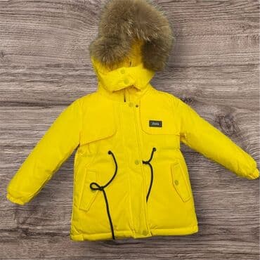 детская ортопедическая обувь: Детская зимняя парка с утеплителем - Яркий жёлтый цвет с контрастными — 1