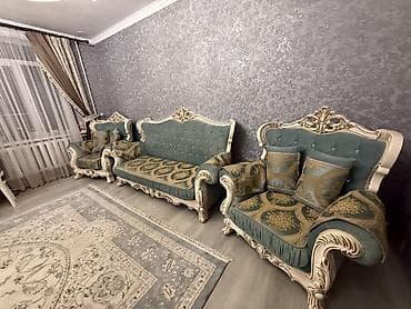 кухния гарнитур: Гарнитур для зала, Б/у, Кресло, Диван, Тумба под ТВ, Дерево, Самовывоз, цвет - Бежевый — 5