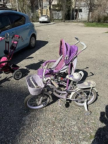 детские велосипеды: Детский комплект для прогулок: коляска-трость + детский велосипед — 3