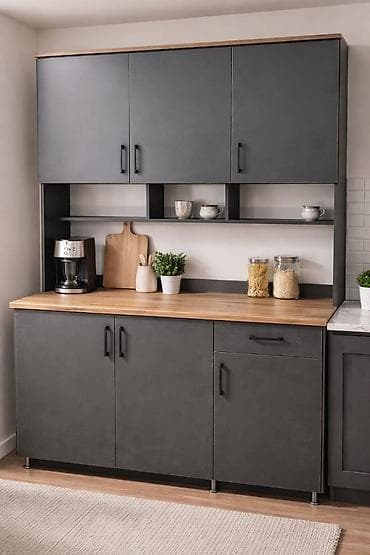 Кухонный гарнитур, Новый, цвет - Серый, ДСП