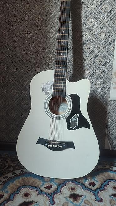 Гитары: Акустическая гитара с вырезом (cutaway), цвет — белый матовый. Формат — 1