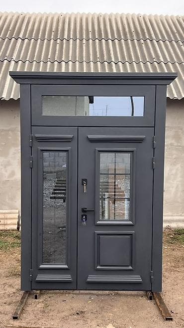 тиски слесарные маленькие: Двери для домов и квартир, Металлическая, Двухстворчатая, Кыргызстанская, цвет - Серый — 4