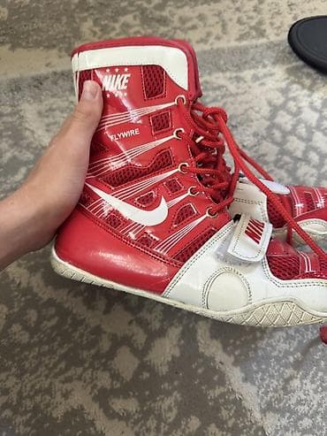 ботам: Боксерские ботинки Nike Flywire, красно-белые. - Высокая шнуровка для — 1