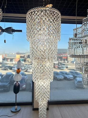 Каскадная хрустальная люстра - Эффектный многоярусный каскад из