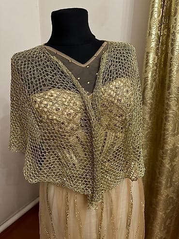 Мужская одежда: Вечернее платье, А-силуэт, Длинная модель, Шифон, С рукавами, Камни, S — 5