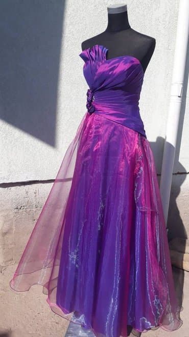 платье с пайетками большого размера: Вечернее платье, Пышное, Длинная модель, Без рукавов, Открытая спина, XS — 3