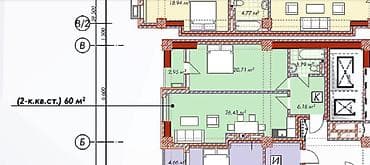 элитная: 2 комнаты, 60 м², Элитка, 9 этаж — 7