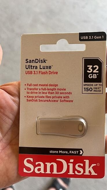 Флеш-накопители USB 1) SanDisk Ultra Luxe 32 GB - Интерфейс: USB 3.1