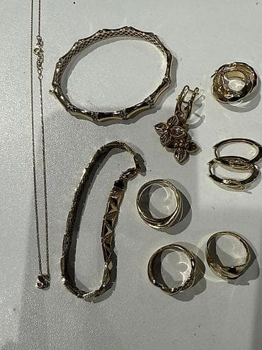 Свадебные платья и аксессуары: Набор украшений, Проба 585, Новый, Цвет металла: Желтый — 7