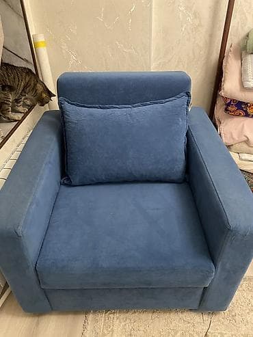 Кресло-кровать, Б/у, Односпальный, Самовывоз, цвет - Синий