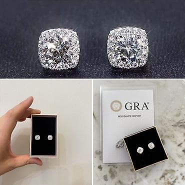 Серьги‑пусеты с муассанитами и сертификатом GRA. - Центральный