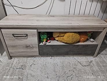 Тумбы и подставки для телевизора: Тумба и подставка для обуви, Другой материал, цвет - Серый — 1