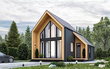 дом из контейнер: Современный каркасный дом в стиле A‑frame с панорамным остеклением — 7