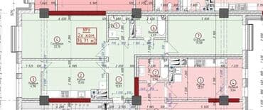 2 комнаты, 76 м², Элитка, 3 этаж, ПСО (под самоотделку)