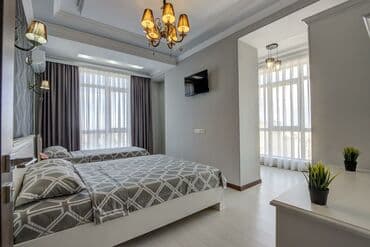 сдается квартира район кара жыгач: 3 комнаты, Душевая кабина, Постельное белье, Кондиционер — 3