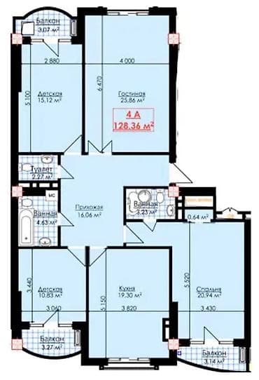 Недвижимость: 4 комнаты, 125 м², Элитка, Ак-Кеме (старый аэропорт) Элитка, 11 этаж, ПСО (под самоотделку) — 8