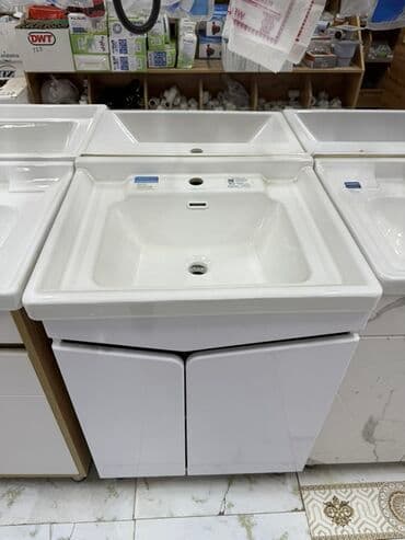 шкафы для ванны: Тумба для ванны, С раковиной, цвет - Белый — 4