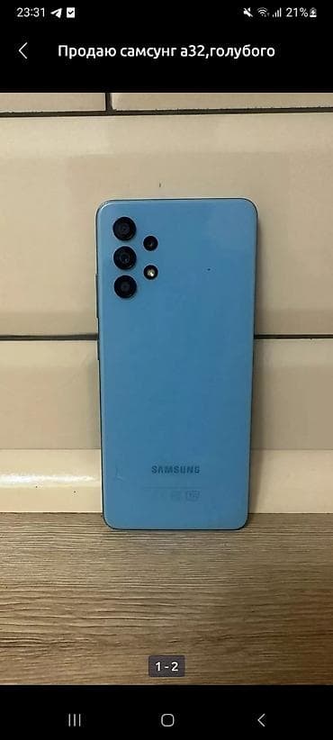 samsung 31: Samsung Galaxy A32, Б/у, 64 ГБ, цвет - Голубой, 1 SIM — 1