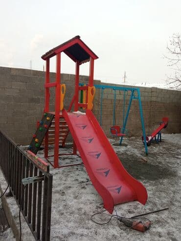 спортивное оборудование: Горка комплекс с качелями, + рукоход, шведская стенка, пожарный спуск — 19