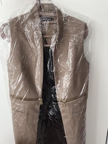 удлиненная туника: Длинный жилет Balmain Paris, размер L. - Цвет: бежевый (теплый — 8