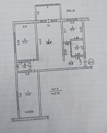 58: 3 комнаты, 58 м², 104 серия, 4 этаж, Свежий ремонт — 6