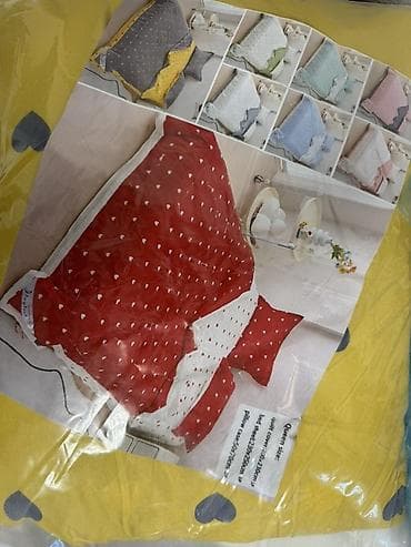 queen: НОВЫЙ Комплект постельного белья (Queen size) с принтом сердечек — 1