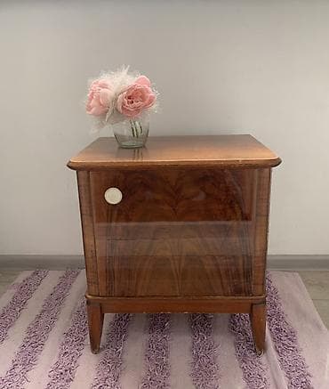 small table: Прикроватная тумба в стиле mid-century из натурального шпона — 1