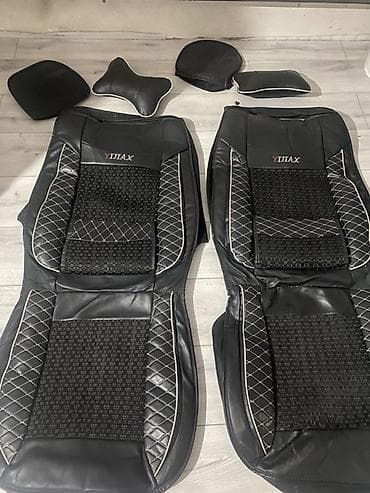 Чехлы Экокожа, С подушкой, цвет - Черный, Б/у, Самовывоз, Бесплатная доставка, Платная доставка