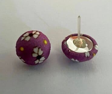 свадебные платья для покрытых: Очаровательные серёжки-пуговки НС с тканевым покрытием в шести — 4