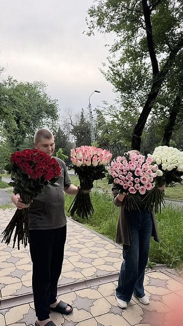 кустовые розы букет: Большие моносборные букеты роз - Ассортимент оттенков — 3