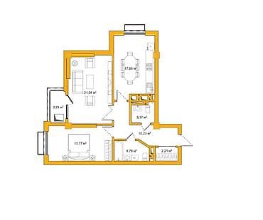 2 bedroom: 2 комнаты, 78 м², Элитка, 12 этаж, Готовая ПСО (под самоотделку) — 3