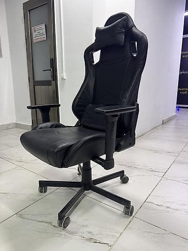 игровое: Игровое кресло, С колесиками, цвет - Черный, Экокожа — 1