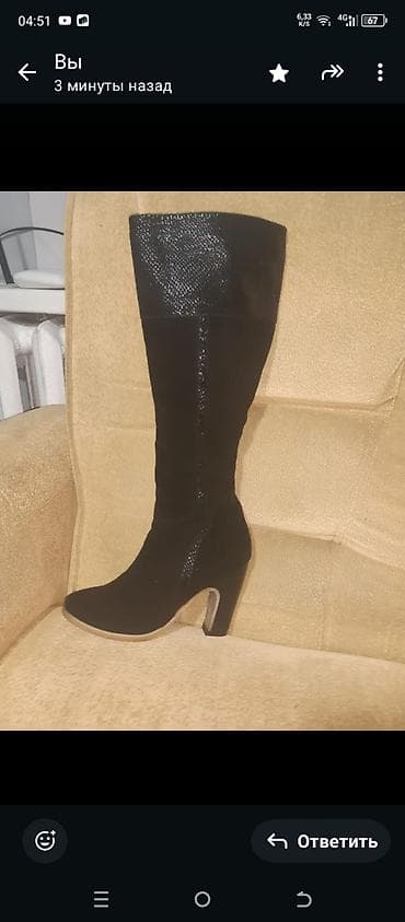 кожа бишкек: Сапоги, 38, Berkonty, Новый, цвет - Черный, Самовывоз — 6