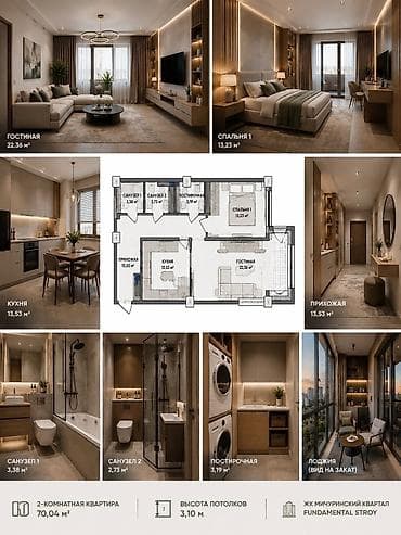 восточно: 2 комнаты, 70 м², Элитка, 5 этаж, Готовая ПСО (под самоотделку) — 6