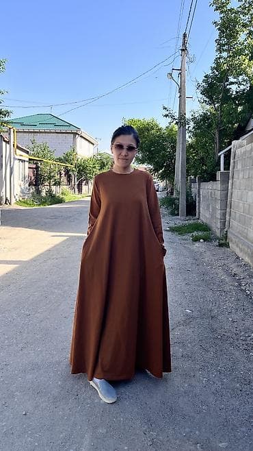теплые кюлоты: Повседневное платье, Лето, Длинная модель, Трикотаж, Прямое, Стандарт — 4