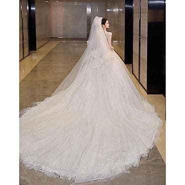 samsung pen: Свадебное платье «Принцесса» с длинным шлейфом и фатой - Силуэт — 3