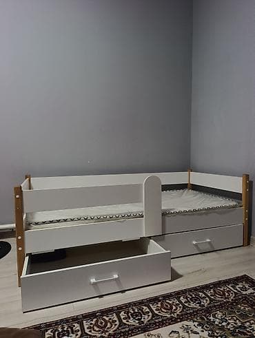 Балдар дүйнөсү: Детская кровать с бортиками и выдвижными ящиками - Размер спального — 3