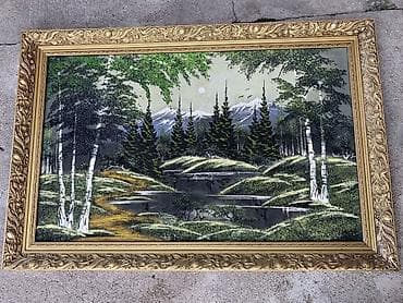 Картина «Горный пейзаж с берёзами» - Техника: живопись по холсту