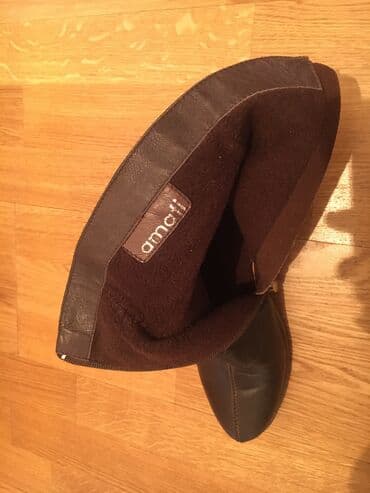оптом ботинки: Осенние сапожки кожаные коричневого цвета. Новые. Размер 37 — 2