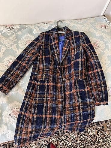 мужской плащ длинный: Пальто, Классика, Осень-весна, Твид, По колено, В клетку, S — 1