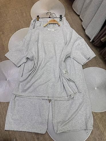 nike tech flees: Комплект унисекс из мягкого трикотажа: свободная футболка + просторные — 3