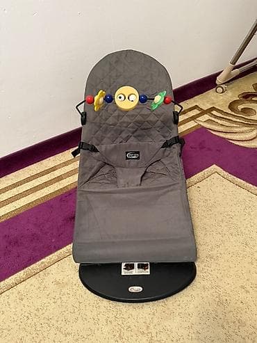 музыкальные игрушки: Детский шезлонг, Качалка, Железо, цвет - Серый — 1